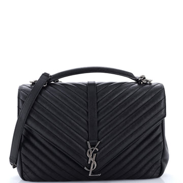 Saint Laurent Classic Monogram College Bag Matelasse Chevron Leather Large
