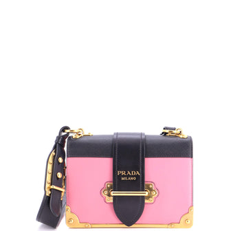 Prada Cahier Crossbody Bag Leather and Saffiano Leather Small