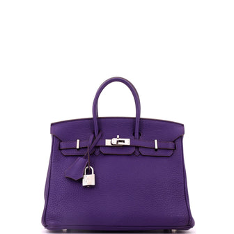 Hermes Birkin Handbag Purple Togo with Palladium Hardware 25