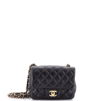 Chanel Square Classic Single Flap Bag Quilted Lambskin Mini