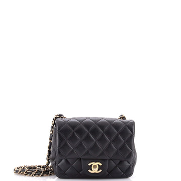 Chanel Square Classic Single Flap Bag Quilted Lambskin Mini