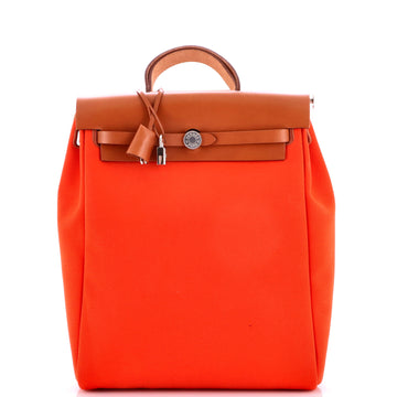Hermes Herbag A Dos Zip Backpack Toile and Leather