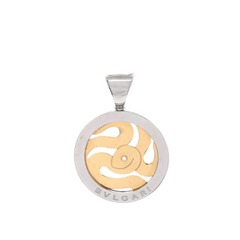 Bvlgari Tondo Snake Pendant Charm Pendant & Charms 18K Yellow Gold and Stainless Steel with Diamond