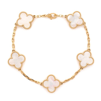 Van Cleef & Arpels Vintage Alhambra 5 Motifs Bracelet 18K Yellow Gold and Mother of Pearl