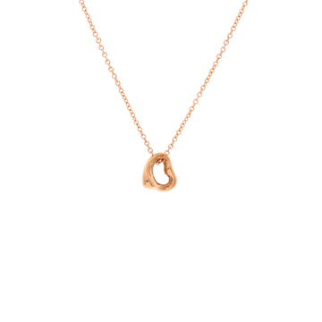 Tiffany & Co. Elsa Peretti Open Heart Pendant Necklace 18K Rose Gold 7mm