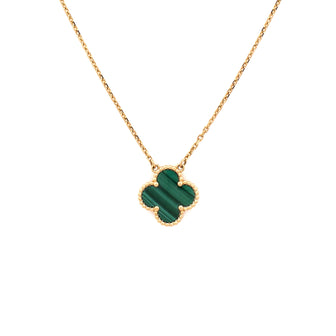Van Cleef & Arpels Vintage Alhambra Pendant Necklace 18K Yellow Gold and Malachite