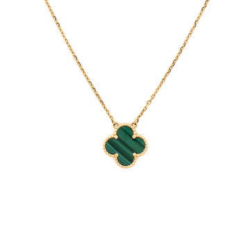 Van Cleef & Arpels Vintage Alhambra Pendant Necklace 18K Yellow Gold and Malachite