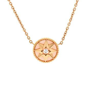Christian Dior Rose des Vents Pendant Necklace 18K Rose Gold with Diamond and Pink Opal