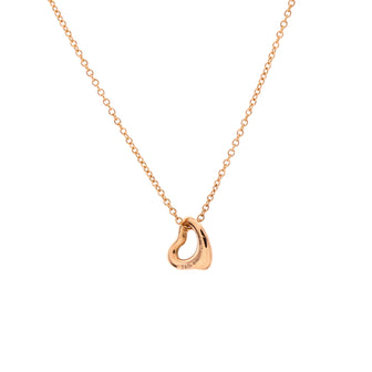 Tiffany & Co. Elsa Peretti Open Heart Pendant Necklace 18K Rose Gold 7mm