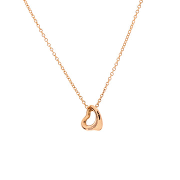 Tiffany & Co. Elsa Peretti Open Heart Pendant Necklace 18K Rose Gold 7mm