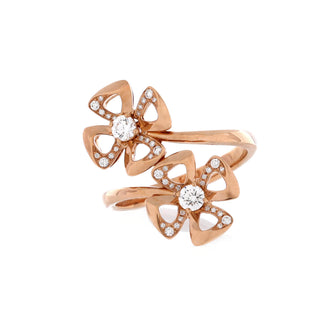 Bvlgari Fiorever Double Ring 18K Rose Gold and Diamonds