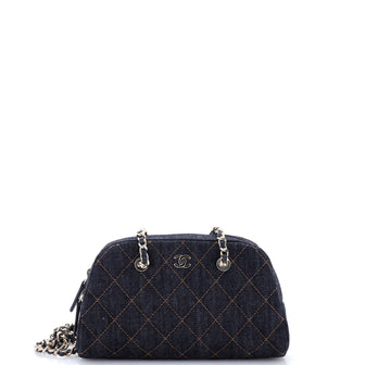 Chanel Bowling Clutch with Chain Quilted Denim