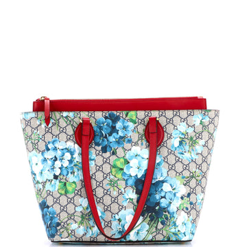 Gucci Linea A Zip Tote Blooms Print GG Coated Canvas Medium