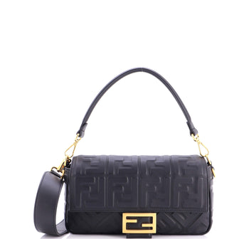 Fendi Baguette NM Bag Zucca Embossed Leather Medium