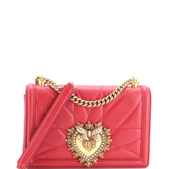 Dolce & Gabbana Devotion Full Flap Shoulder Bag Quilted Leather Small