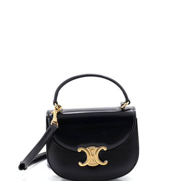 Celine Triomphe Besace Clea Top Handle Flap Bag Leather Mini