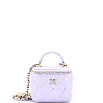 Chanel Classic Top Handle Vanity Case with Chain Quilted Lambskin Mini