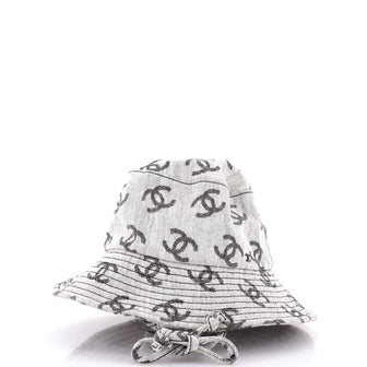 Chanel Denim Mood Bucket Hat Logo Printed Denim