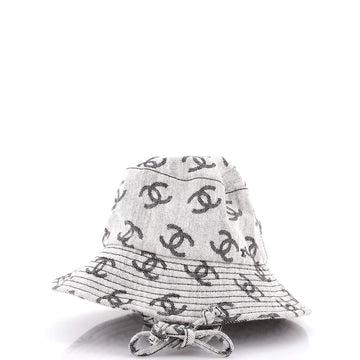 Chanel Denim Mood Bucket Hat Logo Printed Denim