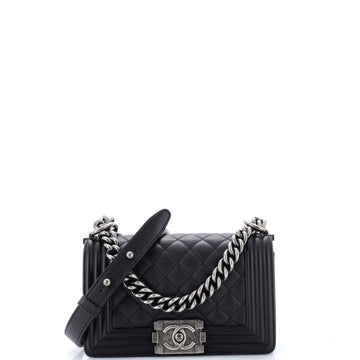 Chanel Boy Flap Bag Quilted Caviar Small