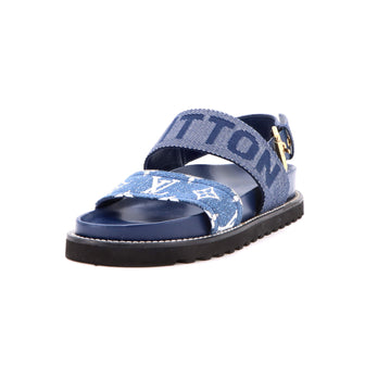 Louis Vuitton Women's Paseo Flat Comfort Sandals Monogram Jacquard Denim