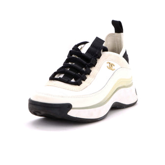 Chanel Women's CC Cap Toe Logo Sneakers Suede and Mixed Fibers