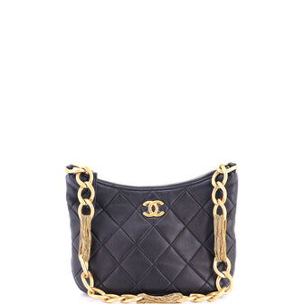 Chanel CC Mixed Chain Link Zip Hobo Quilted Lambskin