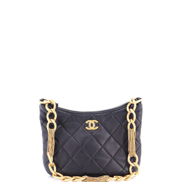 Chanel CC Mixed Chain Link Zip Hobo Quilted Lambskin