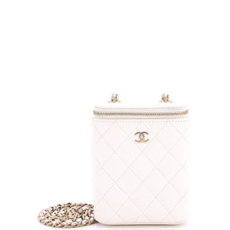 Chanel Vertical Classic Vanity Case with Chain Quilted Caviar Small
