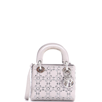 Christian Dior Lady Dior Bag Crystal Embellished Cannage Quilt Satin Mini