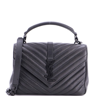 Saint Laurent Classic Monogram College Bag Matelasse Chevron Leather Medium