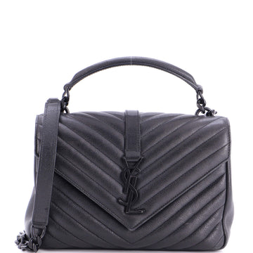 Saint Laurent Classic Monogram College Bag Matelasse Chevron Leather Medium