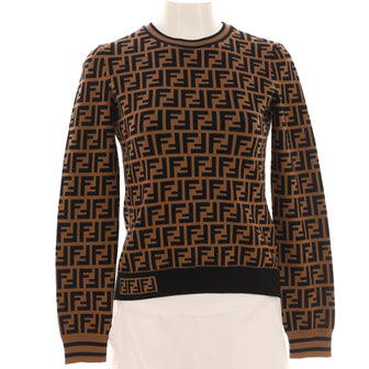 Fendi Women's Long Sleeve Crewneck Sweater Zucca Viscose Blend