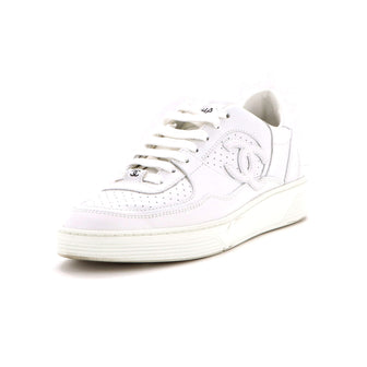 Chanel Women's CC Low-Top Sneakers Perforated Leather