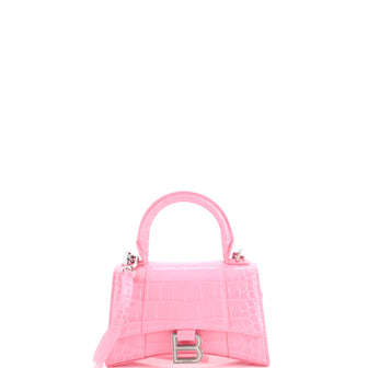 Balenciaga Hourglass Top Handle Bag Crocodile Embossed Leather XS
