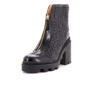 Gucci G Rhombus Trip Heeled Boots Quilted Leather
