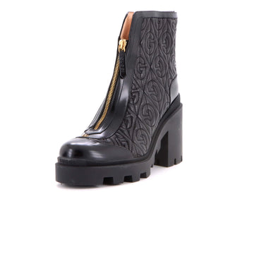 Gucci G Rhombus Trip Heeled Boots Quilted Leather
