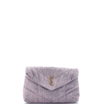 Saint Laurent LouLou Puffer Clutch Quilted Vintage Denim Small