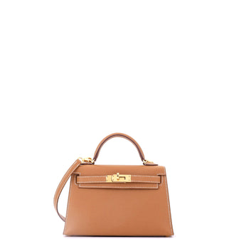 Hermes Kelly Mini II Bag Brown Epsom with Gold Hardware 20