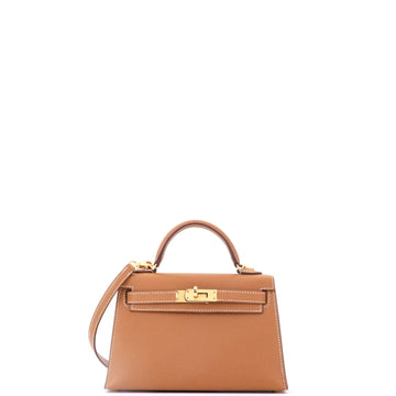 Hermes Kelly Mini II Bag Brown Epsom with Gold Hardware 20
