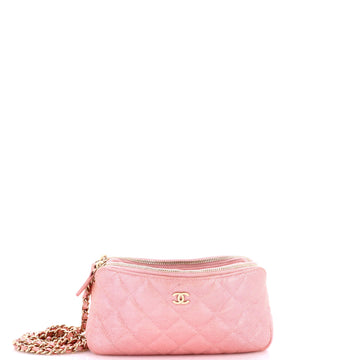 Chanel Double Zip Clutch with Chain Quilted Caviar