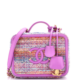 Chanel Filigree Vanity Case Quilted Tweed Small