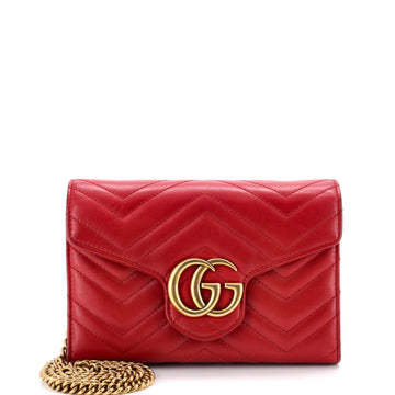 Gucci GG Marmont Chain Wallet Matelasse Leather Mini