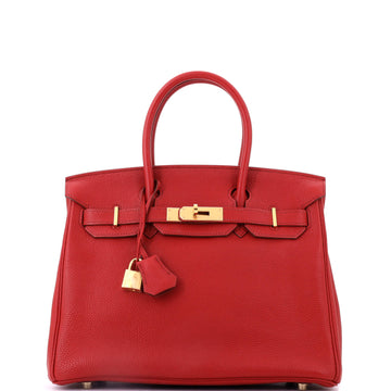Hermes Birkin Handbag Red Togo with Gold Hardware 30
