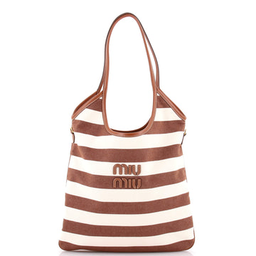 Miu Miu Ivy Hobo Bag Striped Canvas Tall