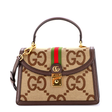 Gucci Ophidia Flap Top Handle Bag Jumbo GG Canvas Small