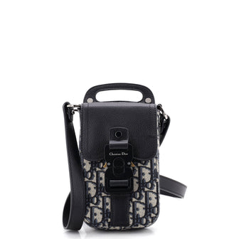 Christian Dior Vertical Saddle Pouch with Strap Oblique Canvas and Leather