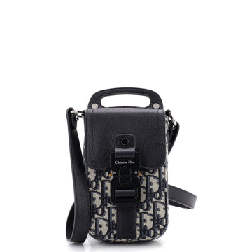 Christian Dior Vertical Saddle Pouch with Strap Oblique Canvas and Leather