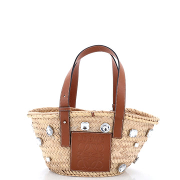 Loewe Basket Tote Crystal Embellished Raffia Small