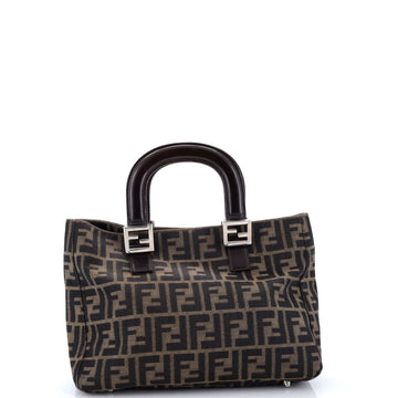 Fendi Vintage FF Handle Tote Zucca Canvas Small